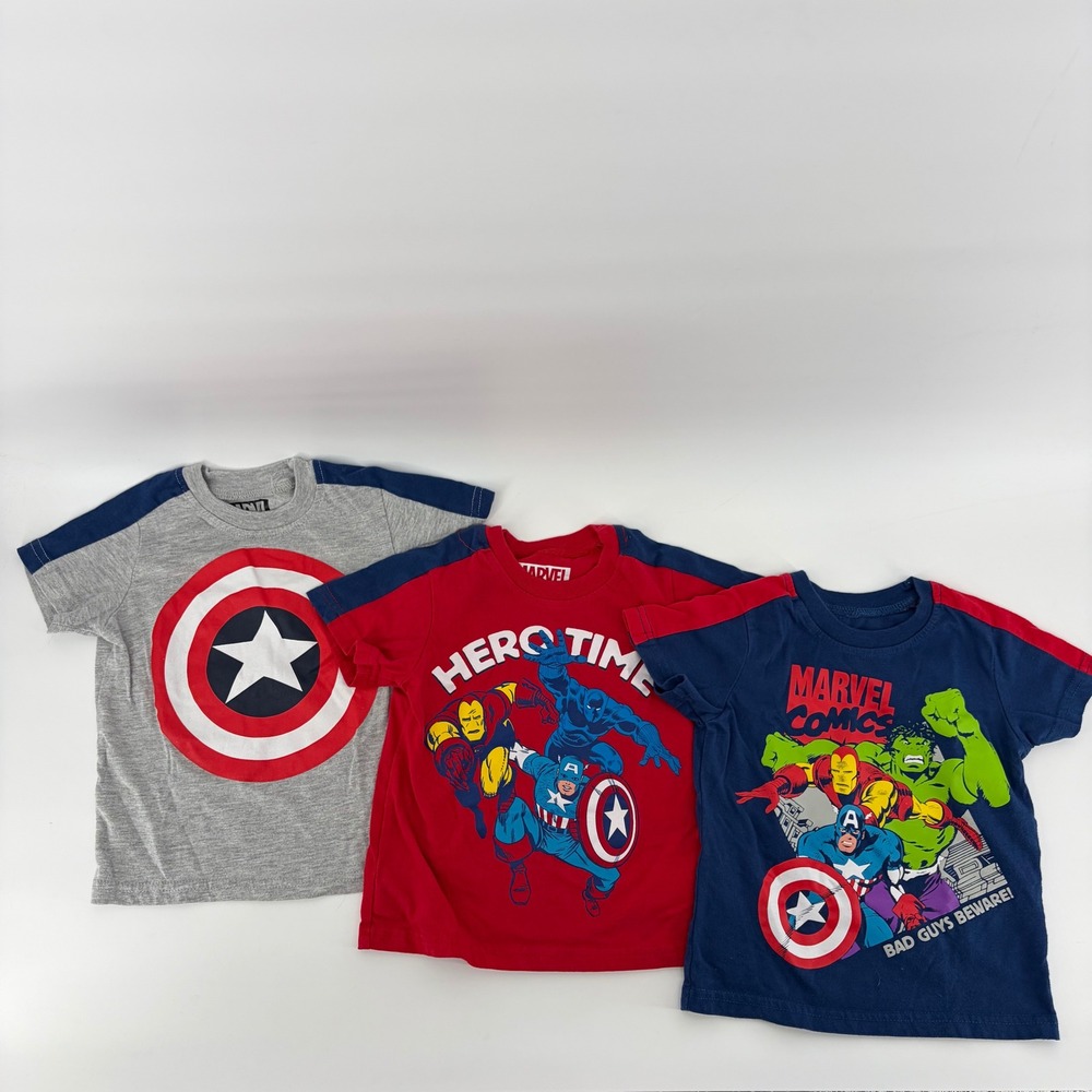 Marvel Avengers Toddler Boys Graphic T Shirts 3 Pack Bundle Captain America 2T